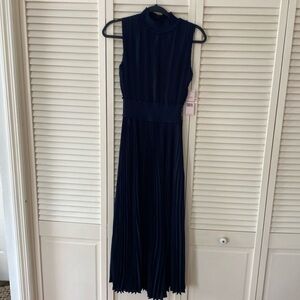 NWT Pleated Navy Maxi Dress Nanette Lepore Sz 2